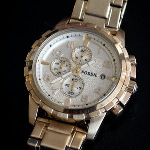 Fossil Dean Chronograph Champagne Dial Gold-tone